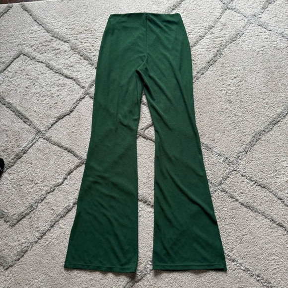 Zara pull on trousers flare knit pants emerald green high rise medium - Picture 7 of 7